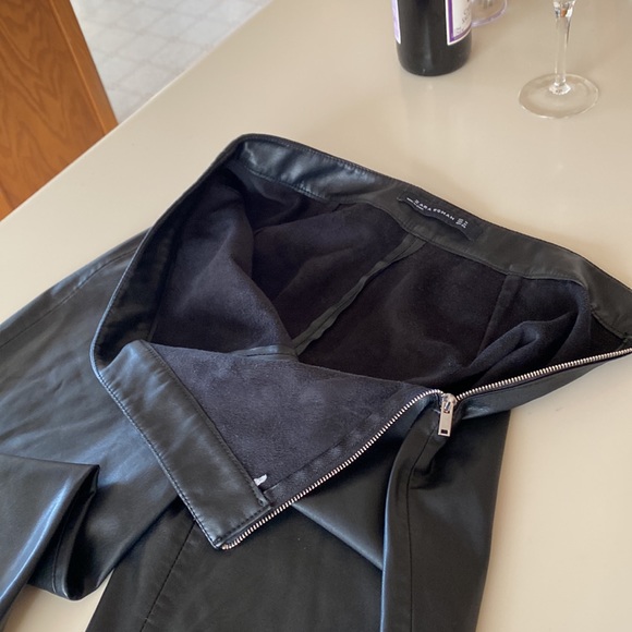 Zara black faux leather capris. Size medium, measurements are in photos posted. - Picture 4 of 12